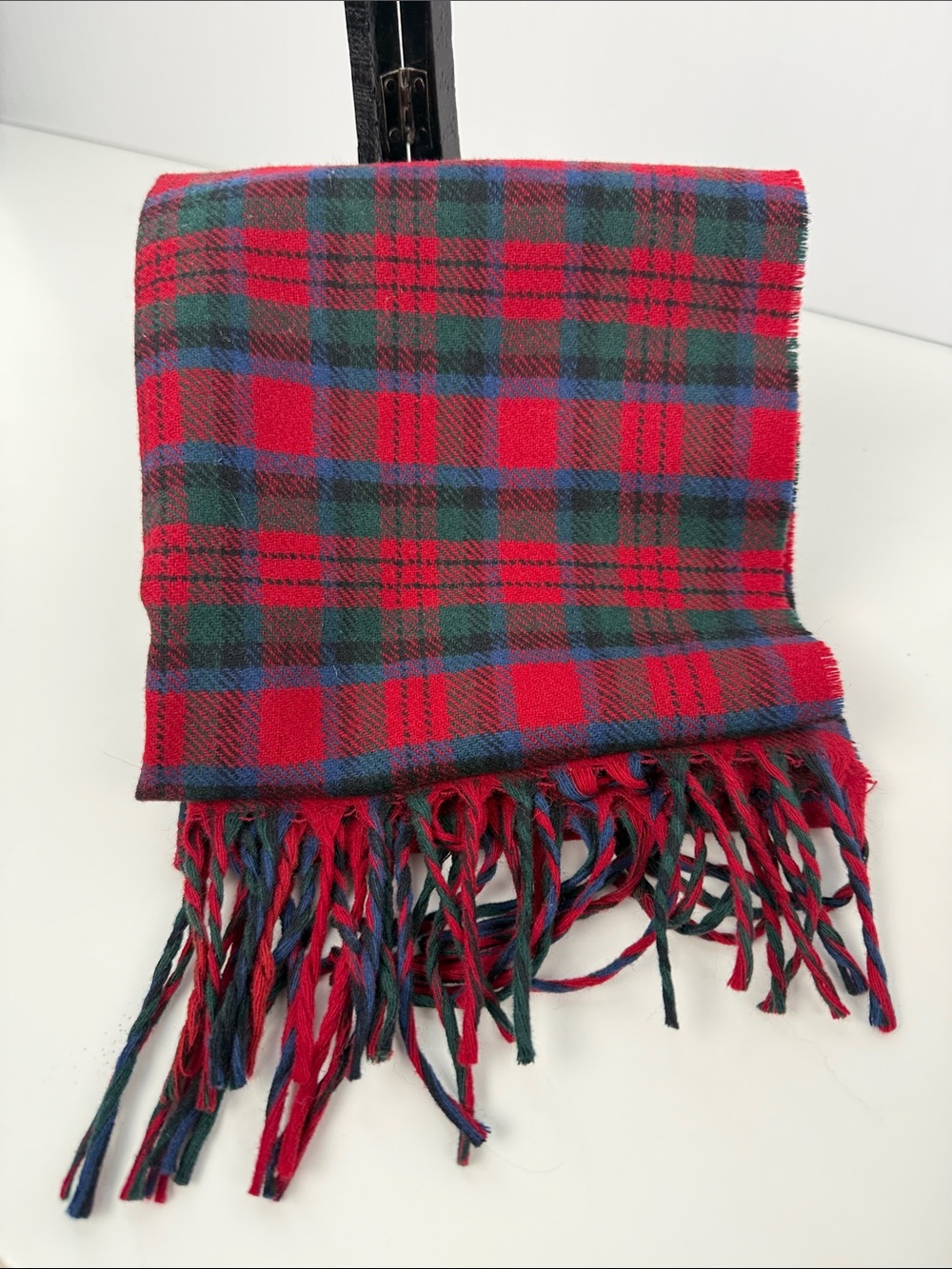 Pendleton Red Green Blue Tartan Fringe Scarf
